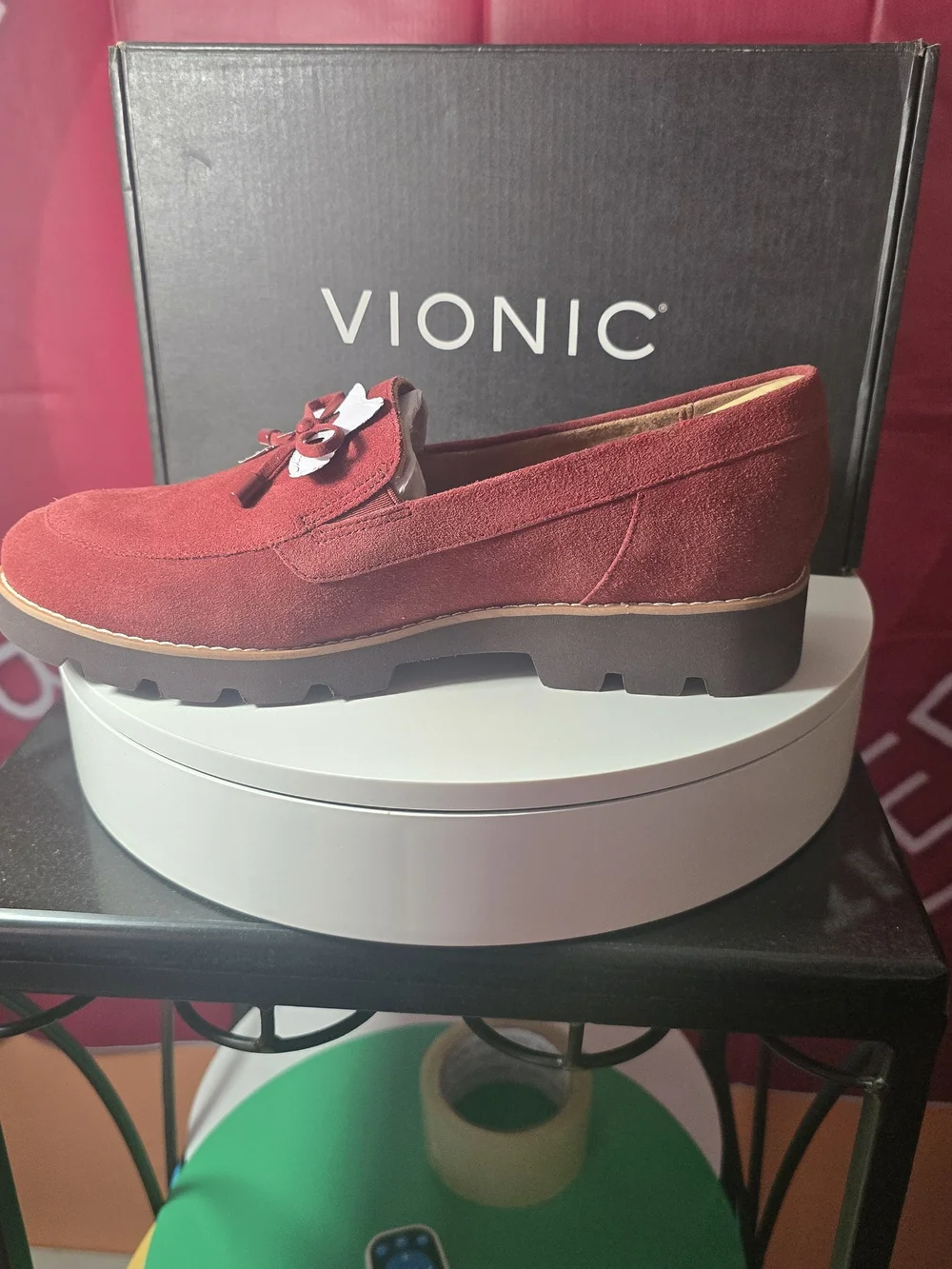 Vionic Women's Red Suede Lug Sole Loafers - Picture 3 of 4